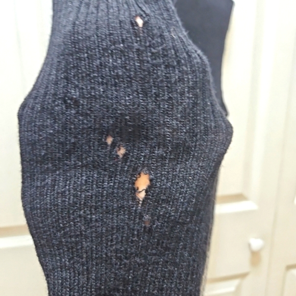 Coldwater Creek Medium Sweater Vest 100% Wool Cat Fish Hang Zip Black Hong Kong - Picture 7 of 7